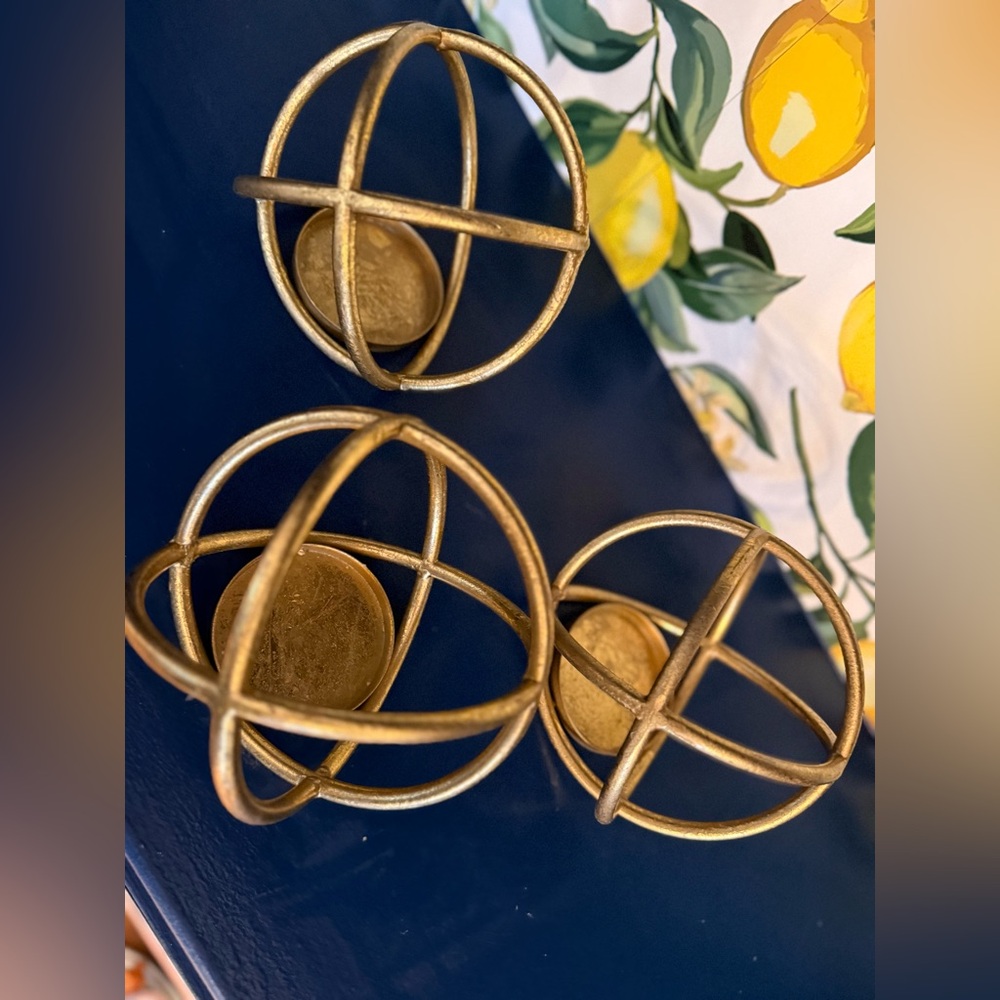Golden Metal Orb Decor Set of Three